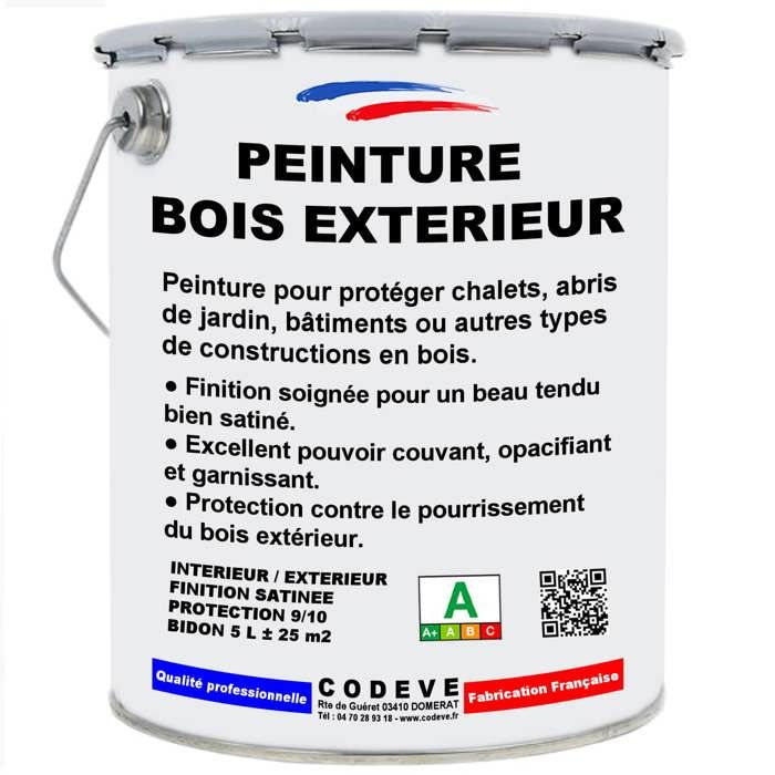 Peinture Bois Exterieur - Pot 5 L - Codeve Bois - 9010 - Blanc pur