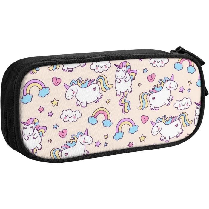 Lot De 2 Trousses à Crayons En Peluche Arc-en-ciel - Rose Et Violet, Grande Capacité Pour écoliers (19x7cm)