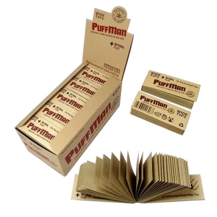 Puffman Unbleached Slim Filter Tips for Rolling Papers Box of 25 x 50 Tips 