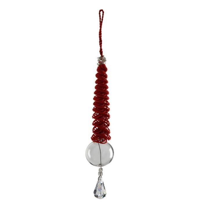 Boule De Noël En Verre Soufflé Avec Passementerie Rouge