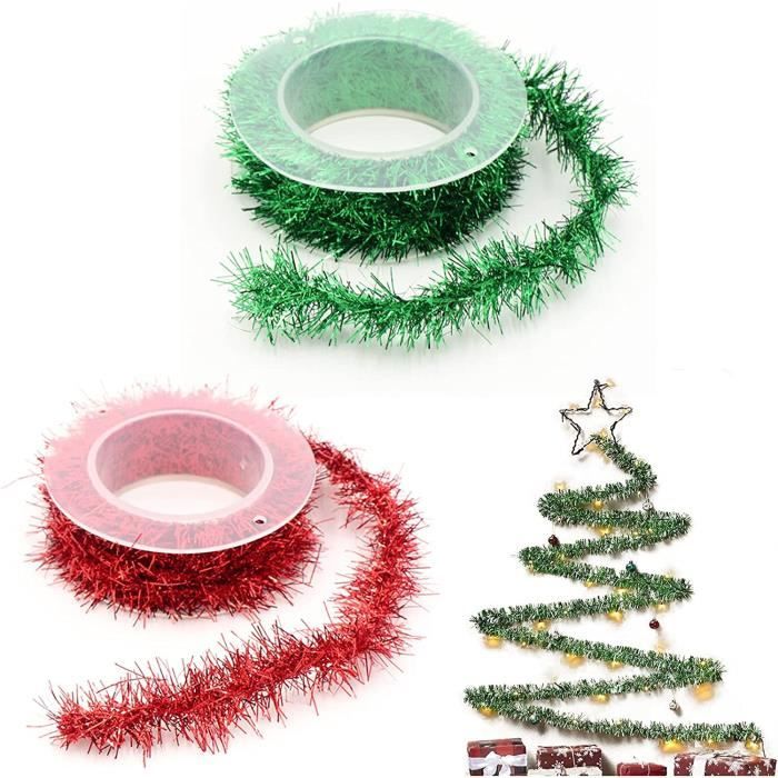 Guirlande Tinsel Métallique Noël Ywwltt - 6x2m Brillant Jaune - Pour Sapin, Déco Maison, Fêtes