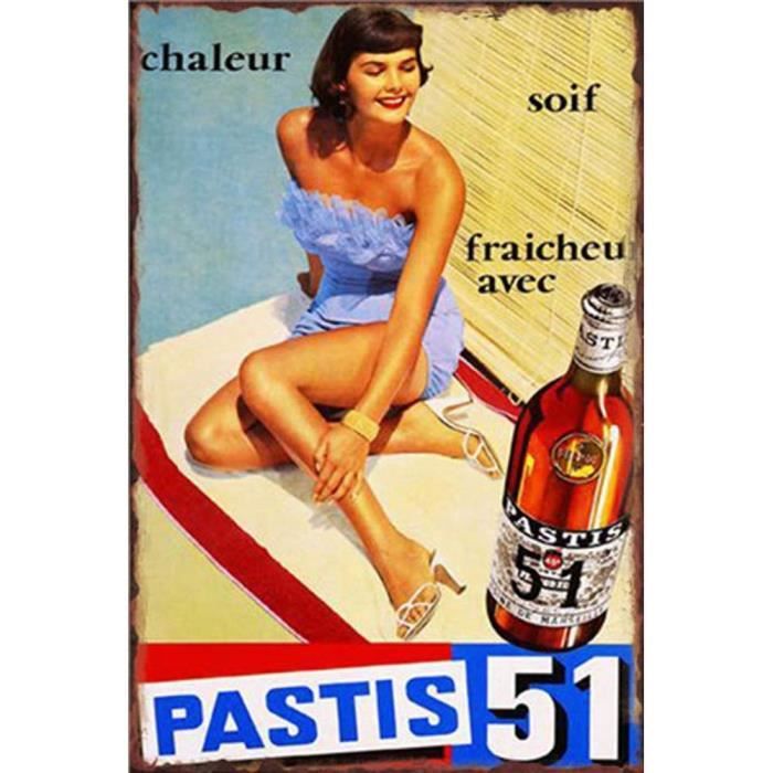 Plaque Métal Prière Du Pastis - Décor Méditerranéen - 21x20 Cm - Rectangulaire - 0.19 Kg