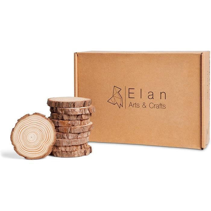 6 Tranches Bois Naturel 8-10cm - Rondins Brut Avec Écorce, Pour DIY, Déco, Dessous De Verre