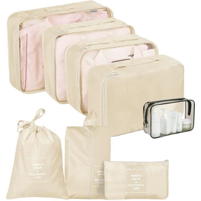 Organisateur Valise Packing Cubes, Lot de 8 Organisateur de Voyage Rangement Valise L?�ger Set de 