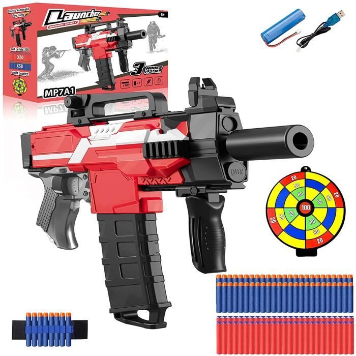 KUWUNG Jouet Pistolet Nerf Et Cible Électrique Avec Lumières Et Sons - Pistolet à Fléchettes Ventouse Pour Enfants Dès 6 Ans, Cadeau Noël Idéal