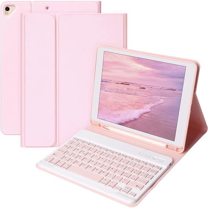 Étui Clavier Bluetooth Pour IPad 9/8/7 (10,2") - Clavier Magnétique Amovible QWERTZ - Dos TPU Souple - Porte-Stylo - Multi-angles