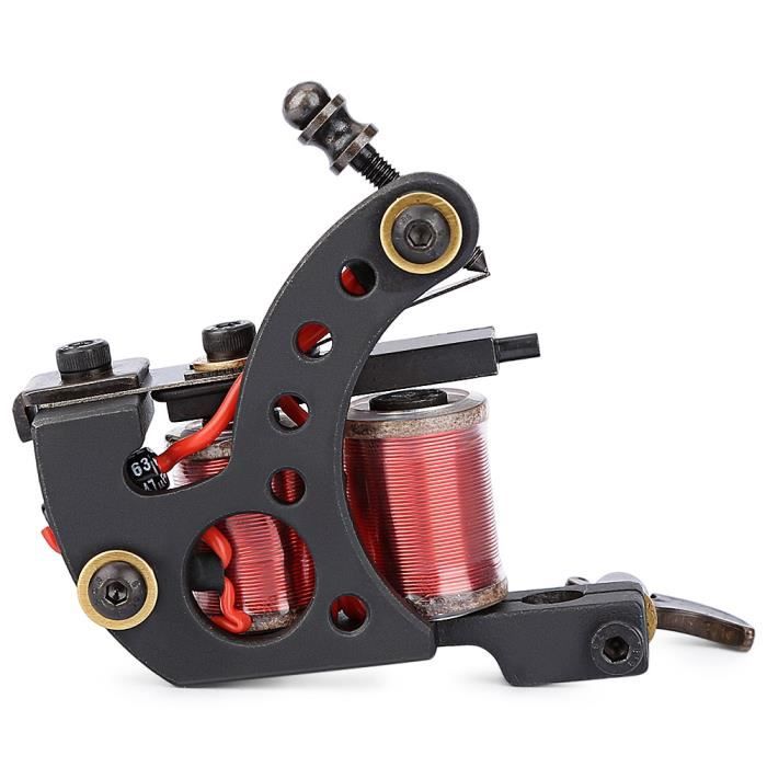 Machine à Tatouer Bobine Professionnelle – Noir Mat, 2 Bobines, Réglable, Neuf