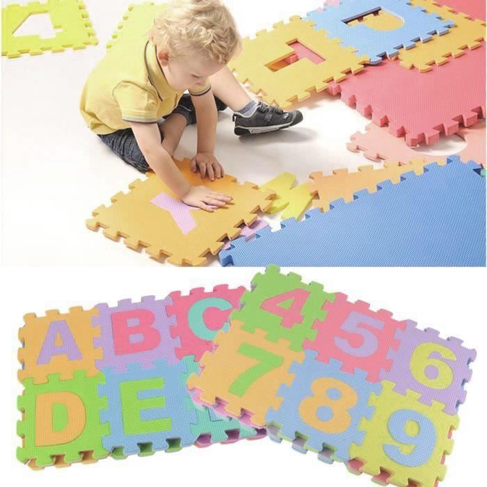 36 Pcs Puzzle tapis mousse bébé alphabet et chiffres 16x16 cm enfant bas  âge - Tapis pour enfant - Achat & prix