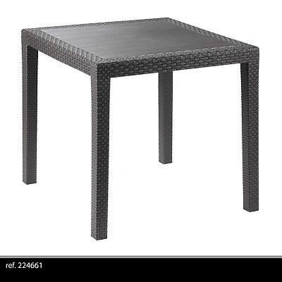 Table Carre Plastique Imitation Rotin Jardin Exterieur Terrasse