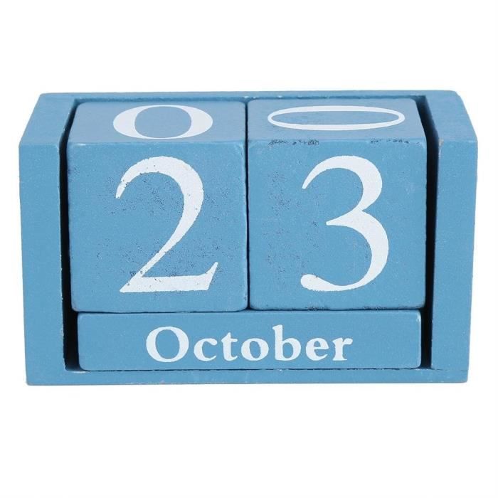 Zerodis Calendrier Perpétuel en Bois Calendrier Cube Calendrier Bloc Mois  Date Affichage Décor Maison Bureau (Bleu) - Cdiscount Beaux-Arts et Loisirs  créatifs