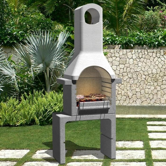 VidaXL Support de barbecue au charbon de bois Béton avec cheminée