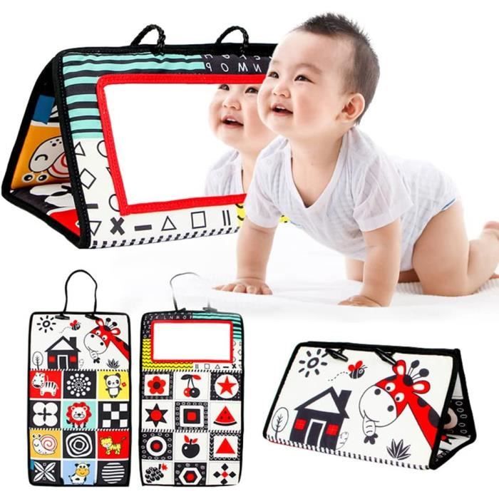 NIDONE Jouet de Miroir pour bébé, Miroir de Temps Ventre Pliable avec & Motifs Blancs et teether, Toys bébé à Contraste Doux 0 à 3 Ans NIDONE Jouet de Miroir pour bébé, Miroir de Temps Ventre Pliable avec & Motifs Blancs et teether, Toys bébé à Contraste Doux 0 à 3 Ans