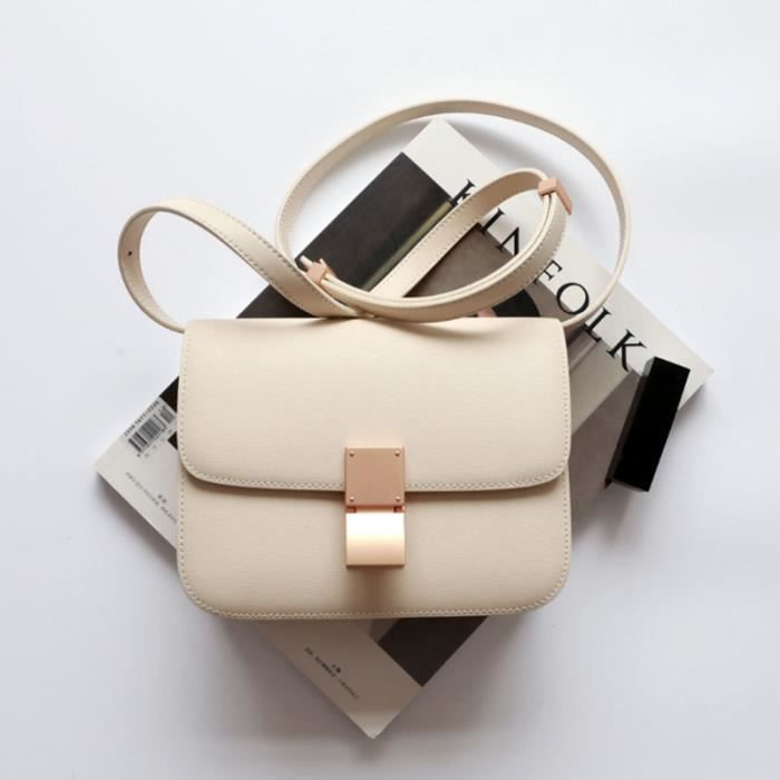 Cr me 17X13X7.5CM Sac bandouli re classique en cuir