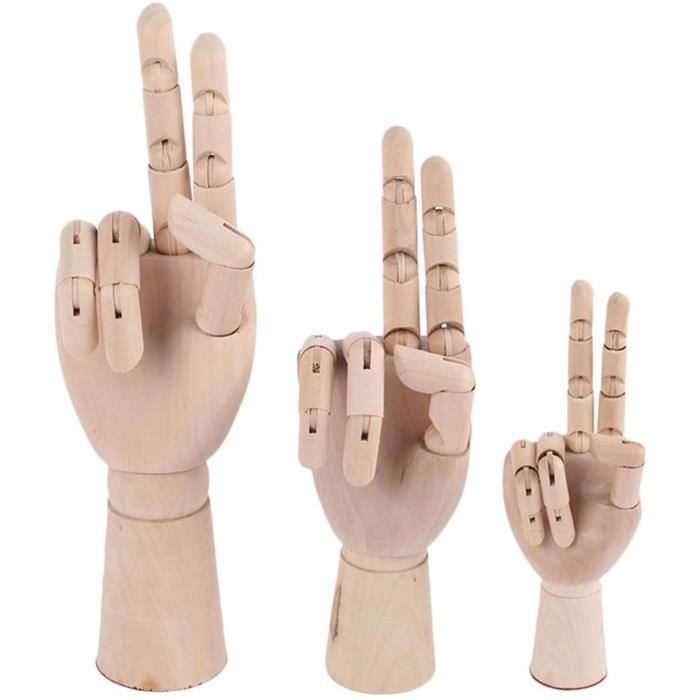 Doigts flexibles main modèle main Figure mannequin bois pour anneau