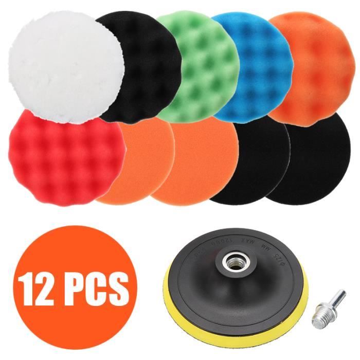 Kit 8 Pièces Tampons Polissage Laine 100mm Avec Adaptateur M10 - Disques Polissage Voiture Et Surfaces