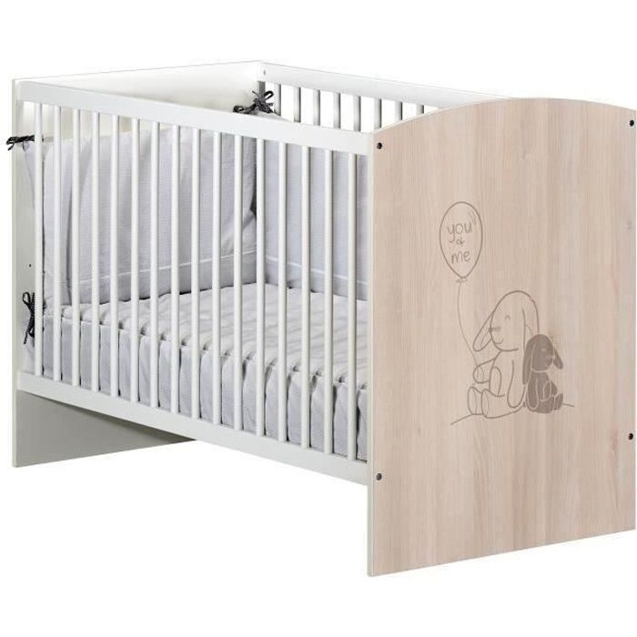 Lit bébé 120 x 60 cm Babyprice Lapinou Sérigraphie lapin