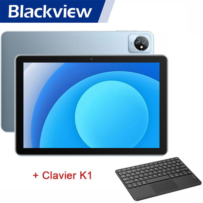 Blackview Tab 70 WiFi Tablette Tactile 10.1 8Go+64Go-1To 2.4G+5G WiFi6 6580mAh Android 13 Bleu Avec Clavier K1
