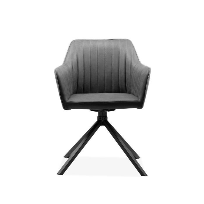 lot de 2 chaises anthracite et pieds noirs - l60 cm - 60 cm x 58,5 cm x 81 cm - ray