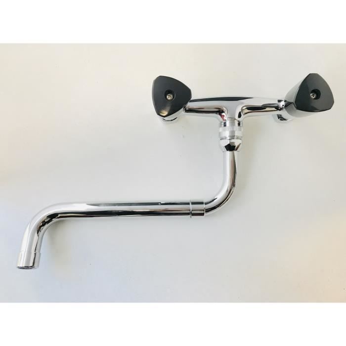 Robinet Melangeur D Evier Pour Cuisine Mural Avec Bec Pivotant Complet Achat Vente Robinetterie De Cuisine Robinet Melangeur D Evier Cdiscount