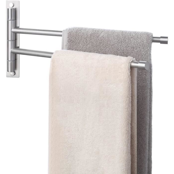 Porte-Serviettes Pivotant 2 Bras Acier Inoxydable 304 Noir Mat - Salle De Bain & Cuisine