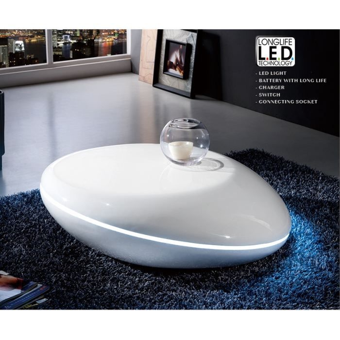 Table Basse Galet Laquee Ronde Eclairage Le Achat Vente