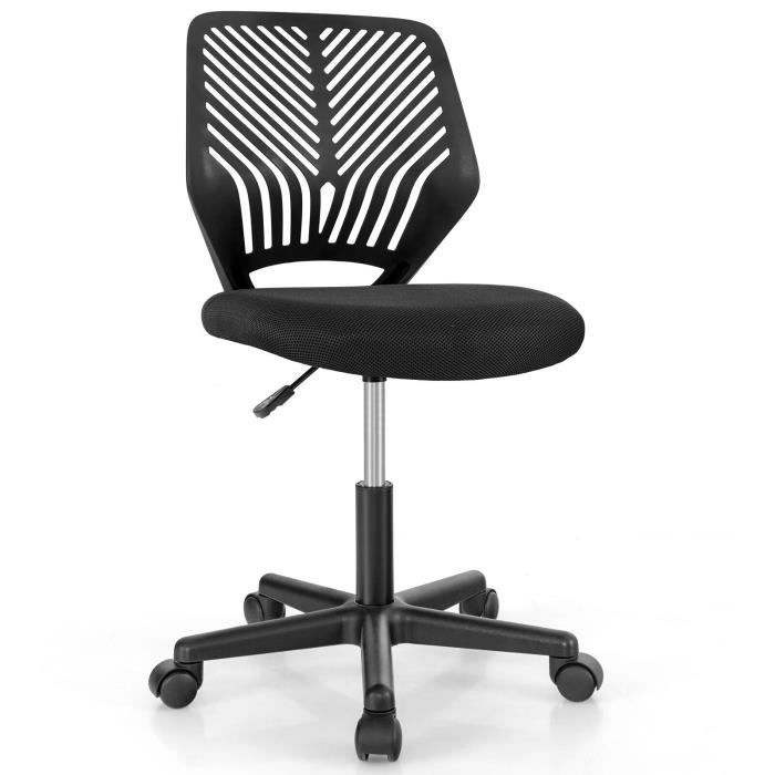 costway chaise de bureau ergonomique en maille, hauteur du siège réglable 41-53 cm, pour enfant, adolescent, adulte, noir