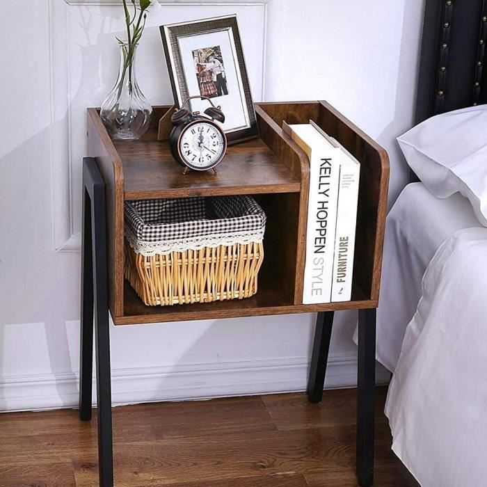 Table de Chevet Vintage Table de Nuit industriel Meuble de Chambre à