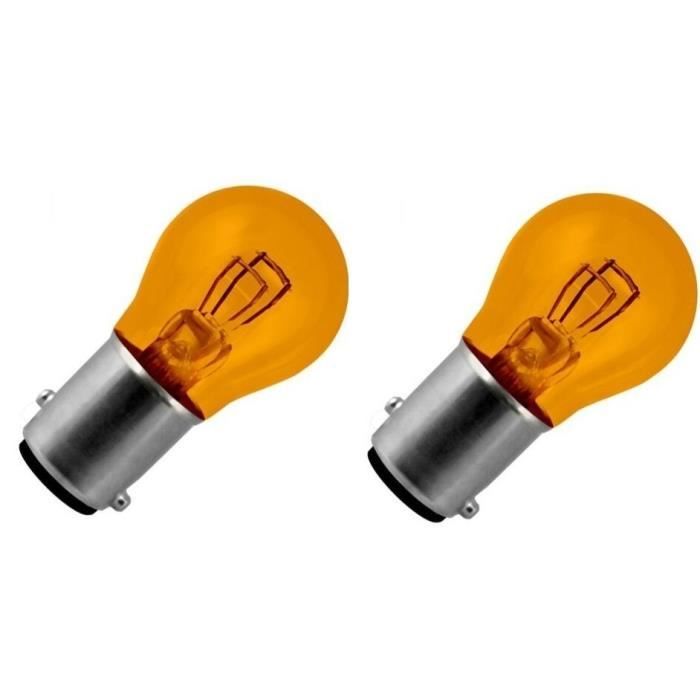 Cyclingcolors 2x ampoule 12V 21/5W BAY15D orange double filament ergots  décalés clignotant voiture moto - Cdiscount Auto