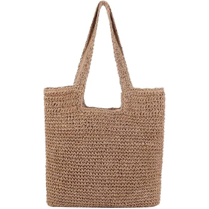Sacs à main en rotin pour femmes, panier en paille d'été, poignée en bambou, sac à bandoulière de plage initié, sacs tissés de voyage, bohème, 2023  1524