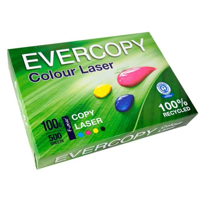 100 g/m² Lot de 5 Ramette de 500 feuilles de papier Evercopy Colour laser A4 
