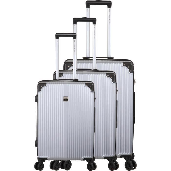 FRANCE BAG Set de 3 Valises 8 roues Multidirectionnelles ABS Gris