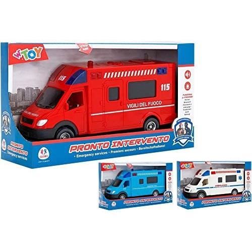 Jouet - GLOBO - Police - Ambulance - Véhicules du feu - Sons et lumières réalistes