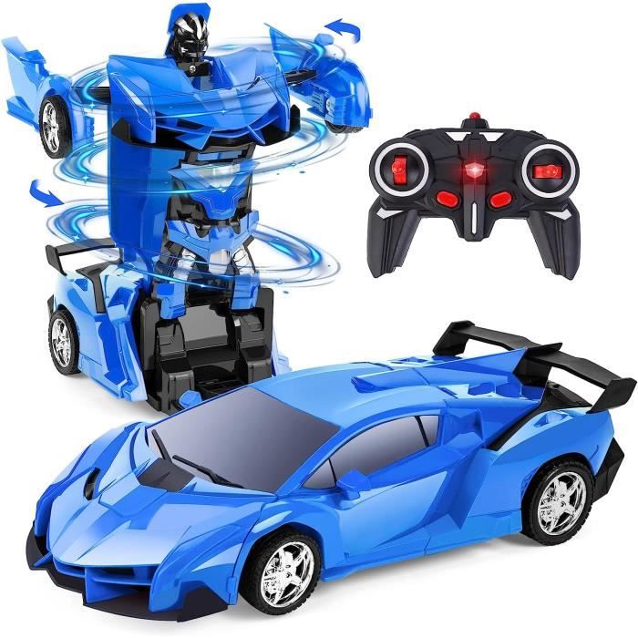 Voiture Transformers Télécommandée pour Enfants - GYROOR - Bleu - Batterie  - 1:18 - 2 en 1
