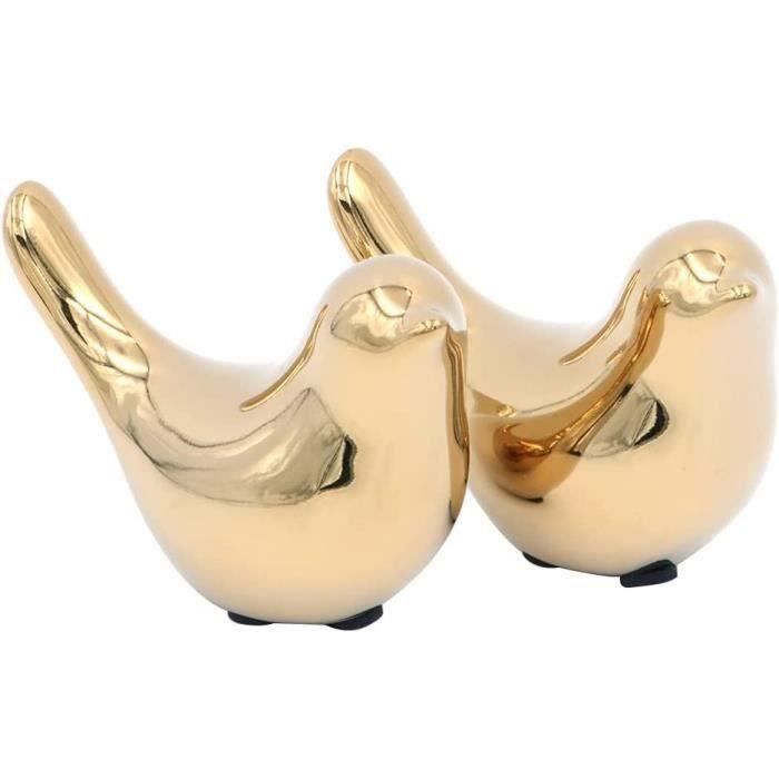 Statuettes Oiseaux Dorés Insiswiner - Déco Moderne Pour Étagère, Bureau Ou Salon - Céramique - Lot De 2