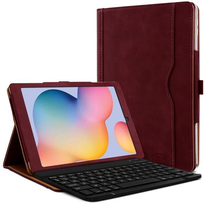 Clavier AZERTY + Étui de Protection (R05-Bordeau) pour