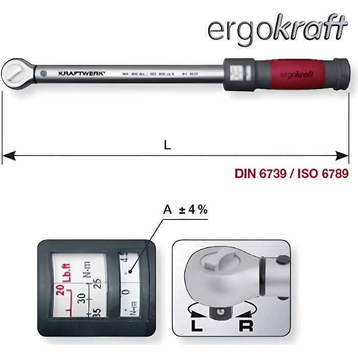 Clé dynamométrique - KRAFTWERK - 3235 - 1/2 40-200Nm - Métal - Bricolage