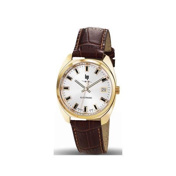 Montre Lip Général de Gaulle homme acier doré cuir marron 671022 10 atm - LIP - Quartz - Etanche 10 atm