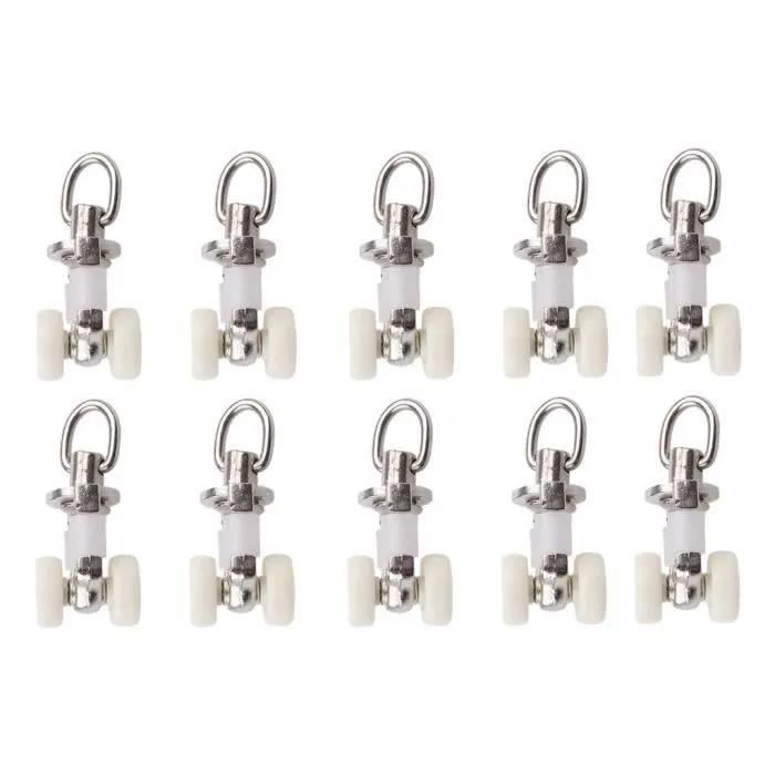Lot De 20 Rouleaux De Rail Pour Rideaux - Poulies Silencieuses En Alliage Zinc, Blanc, Diamètre 18 Mm