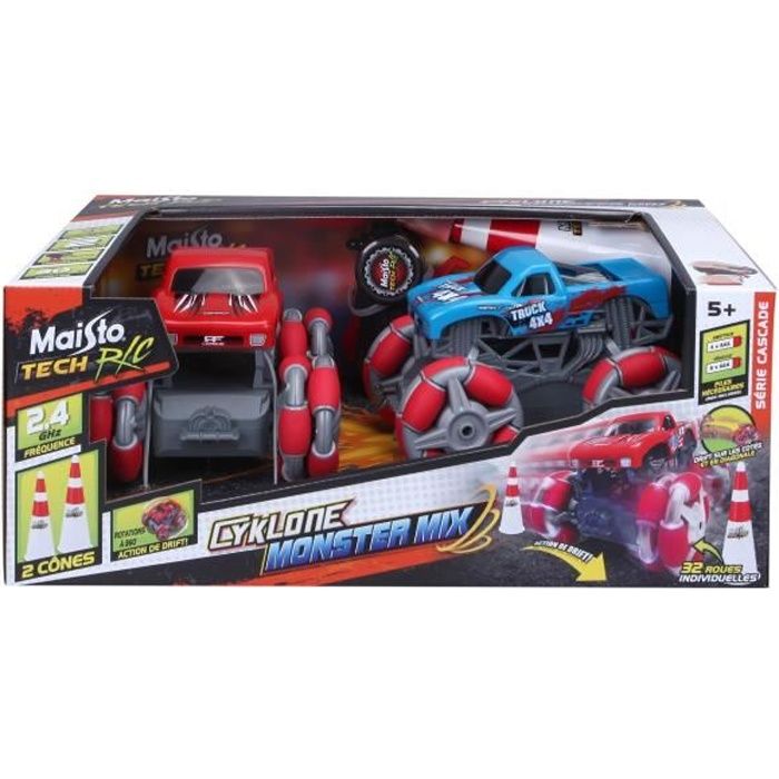 Pack de 2 Voitures Monster Truck Cyklone Drift MAISTO RC - Piles 4 AA - Pour Enfant de 5 ans et plus