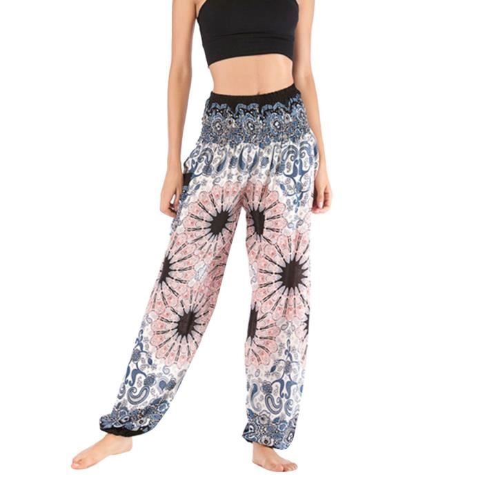 Femme Pantalon Sarouel Floral Imprimer Boh me lastiqu e Taille