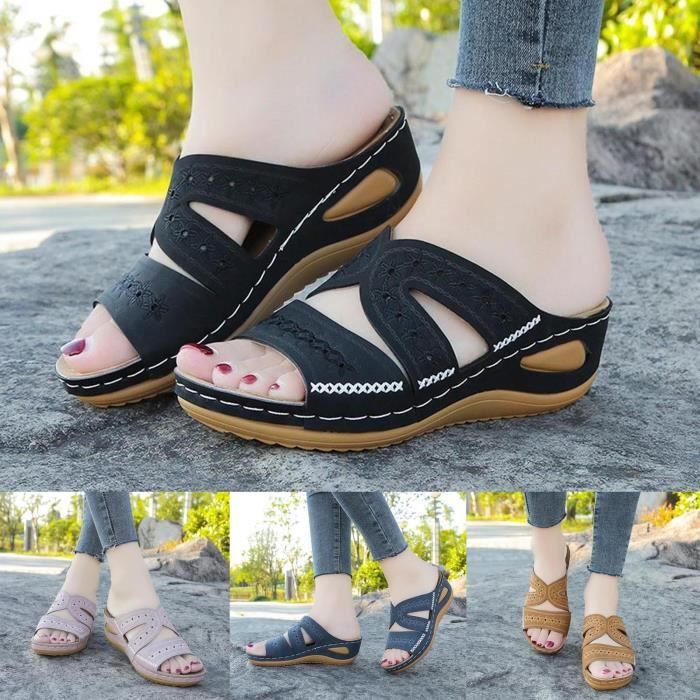 Sandales Orthopédique Femmes été Marche Femme Confortable Plateforme Chaussures De Plage Antidérapantes Respirantes Bohême Bout Ouvert Sandales Avec