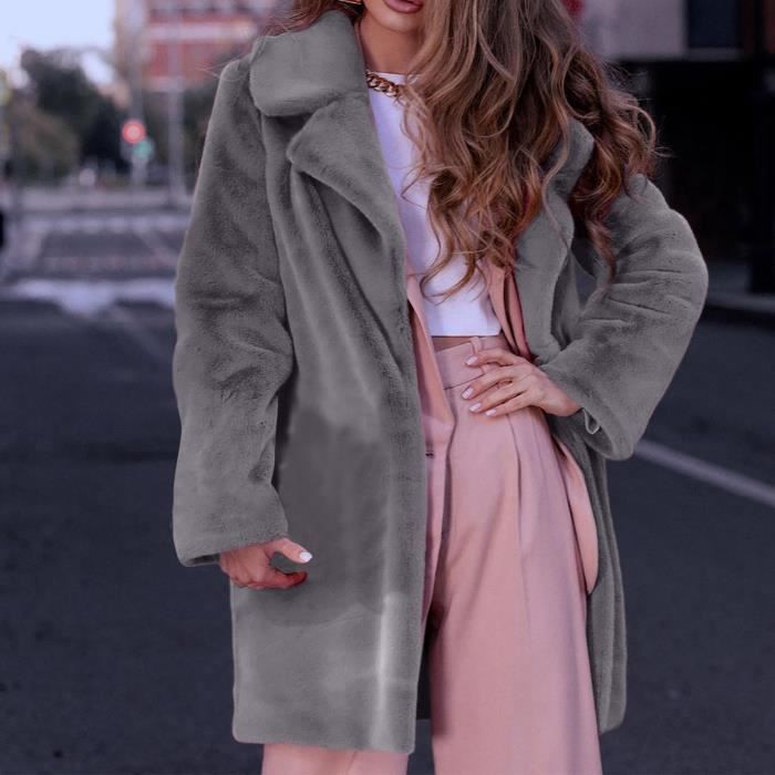 Manteau gris fausse fourrure clearance