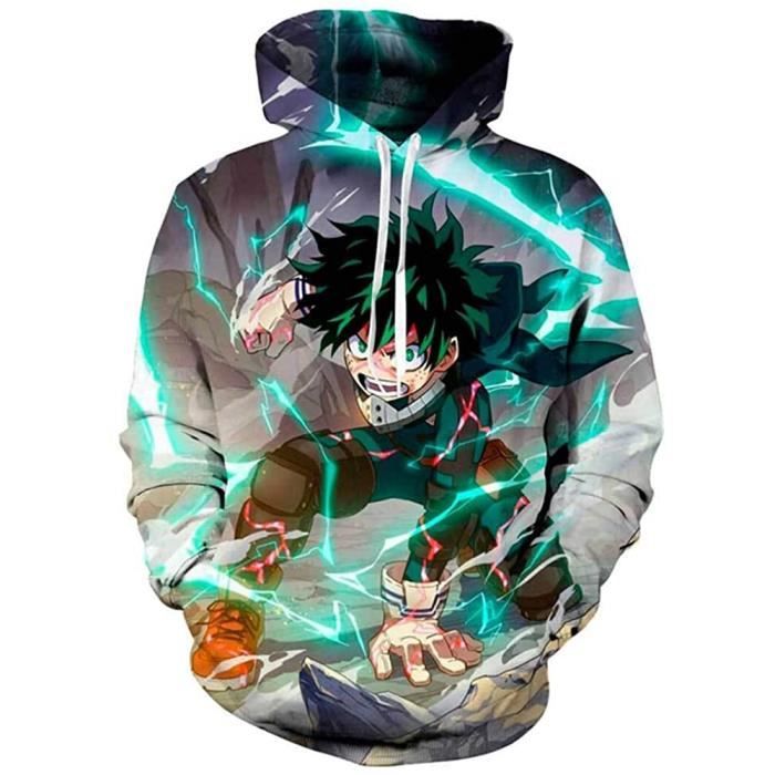 Sweat a capuche unisexe My Hero Academia Midoriya Izuku Deku Blanc Cdiscount Pret a Porter