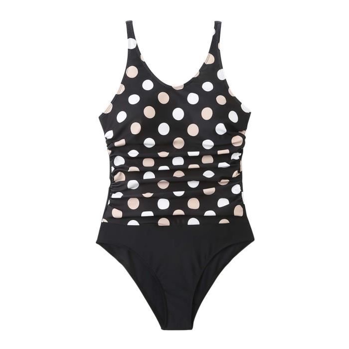 Lukcolor Point de vague bikini une piece sexy pour femmes avec coussinet poitrine sans armatures 1 maillot bain Noir Noir Cdiscount Pret a Porter
