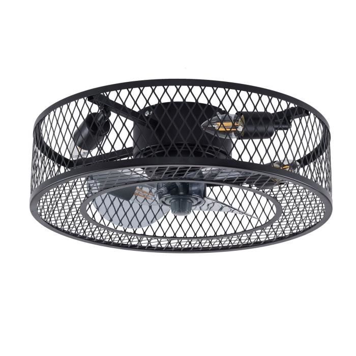 18 Ventilateur de plafond avec lumières Fer en cristal Intérieur avec lumières Ventilateur industriel en cage à 3 vitesses - Oukaning