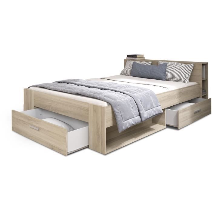 DEMEYERE Lit adulte 140 x 190 cm - Chêne Kronberg - Oxygène