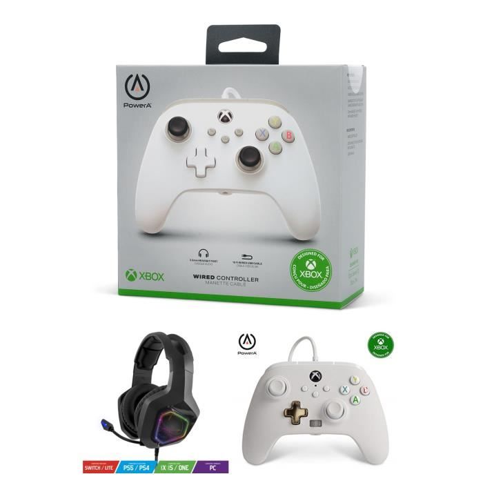 Manette XBOX ONE-S-X-PC BLANCHE EDITION Officielle + Casque Gamer