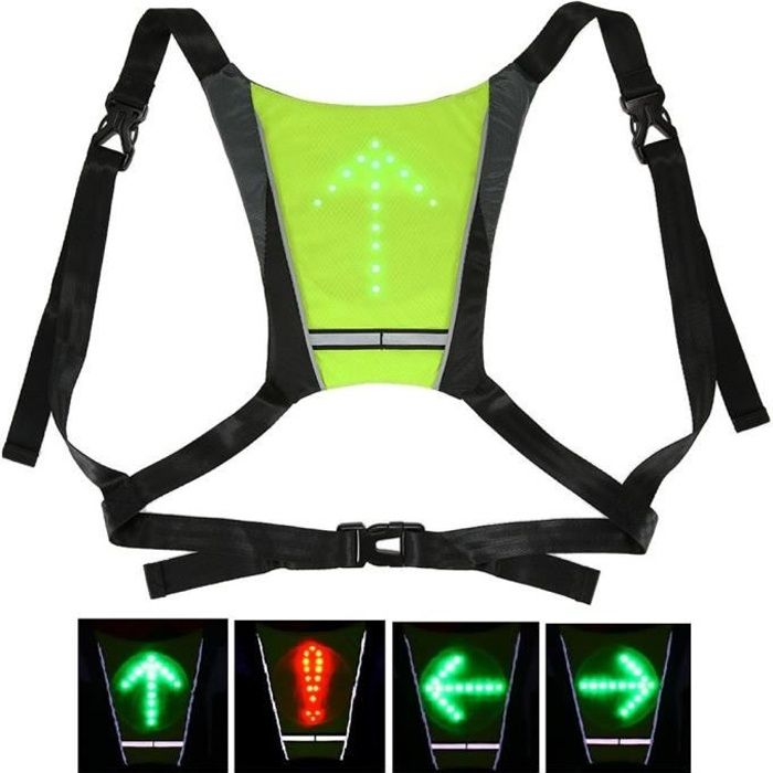 Velo Reflechissant Gilet Lumiere Sac A Dos LED Sans Fil Securite Tournant Signal Lumiere Gilet Pour Rouler Nuit Avertissement Cdiscount Auto
