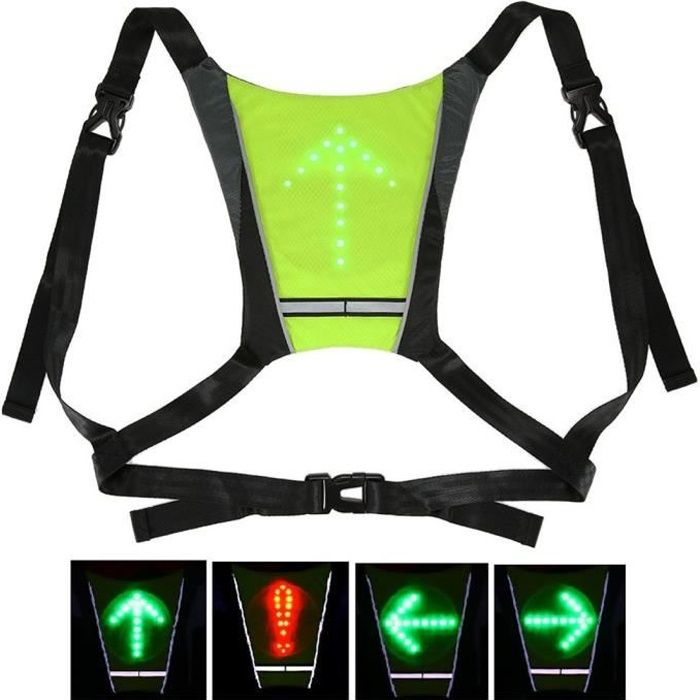 Gilet de Cyclisme Réfléchissant Gilet Velo Clignotant avec LED Indicateur  de Directio Télécommande Indicateur de Sécurité