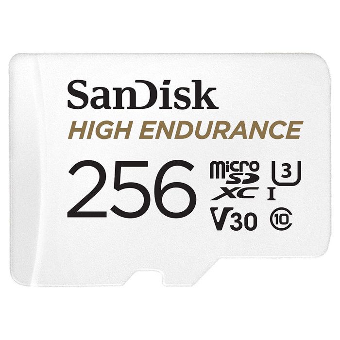 Carte mémoire flash High Endurance - SANDISK - 256 Go - Video Class V30 / UHS-I U3 / Class10